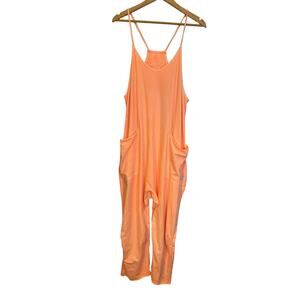 NWT Free People Movement Hot Shot Onesie Jumpsuit Jersey Pastel Peach Lounge S